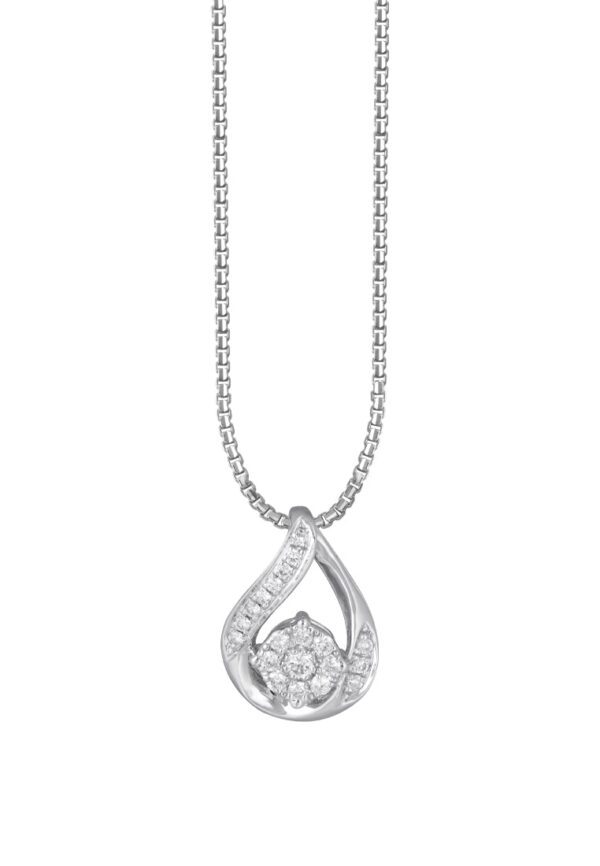 TOMEI Diamond Pendant Set, White Gold 585