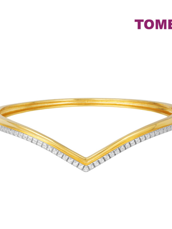 TOMEI Diamond Cut Collection V Trend Bangle, Yellow Gold 916