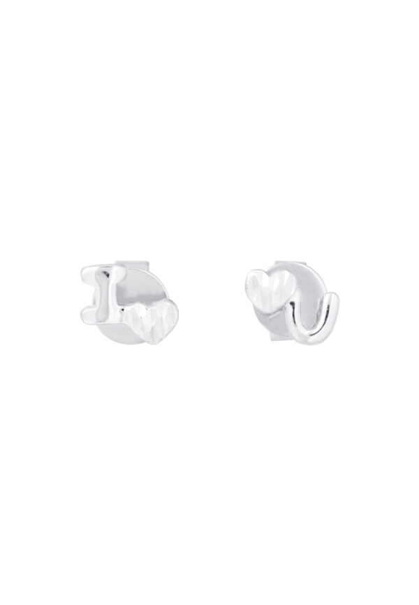 TOMEI I Love U Earrings, White Gold 585