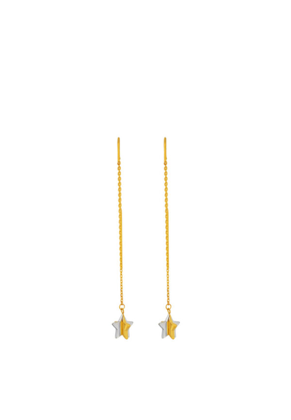 TOMEI Dual-Tone Lusso Italia Twinkly Stars Earrings, Yellow Gold 916