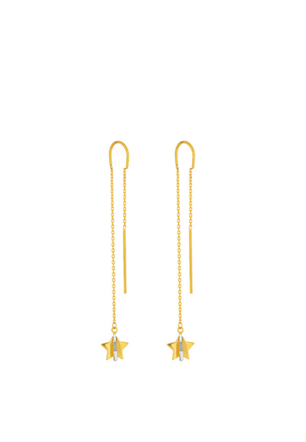 TOMEI Dual-Tone Lusso Italia Twinkly Stars Earrings, Yellow Gold 916