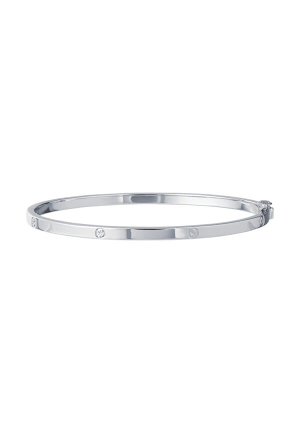 TOMEI Minimalist Bangle, White Gold 750