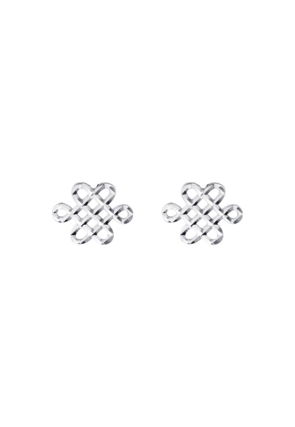 TOMEI Blissful Knot Earrings, White Gold 585