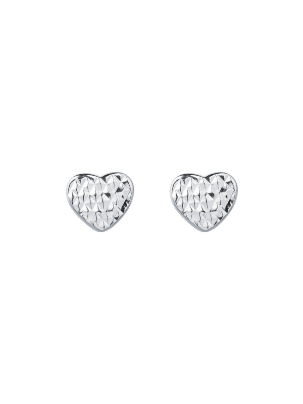 TOMEI Laser Cut Love Earrings, White Gold 585