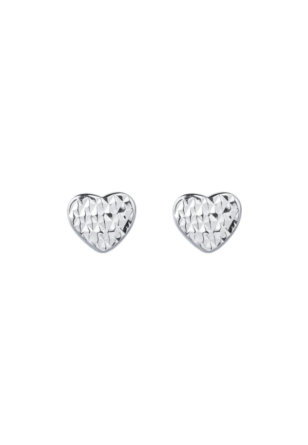 TOMEI Laser Cut Love Earrings, White Gold 585