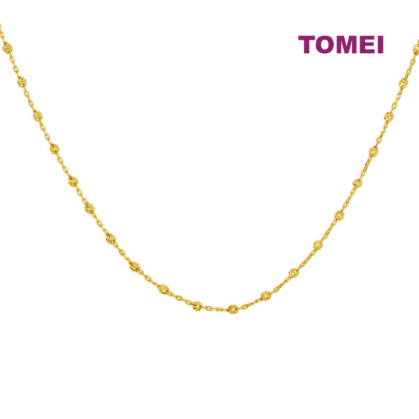 TOMEI Dainty Heart Beads Necklace, Yellow Gold 916