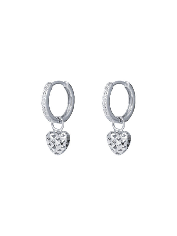 TOMEI Little Sweet Heart Loop Earrings, White Gold 585