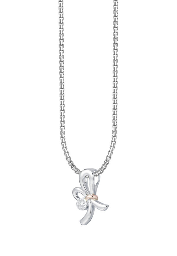 TOMEI Diamond Pendant Set, White+Rose Gold 585