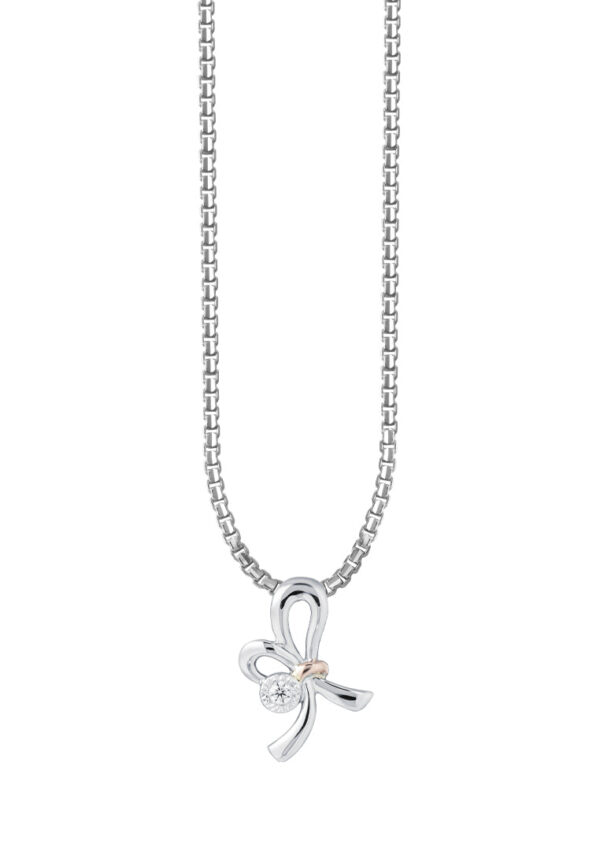 TOMEI Diamond Pendant Set, White+Rose Gold 585