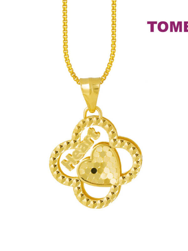TOMEI Heart in a Clover Pendant, Yellow Gold 999