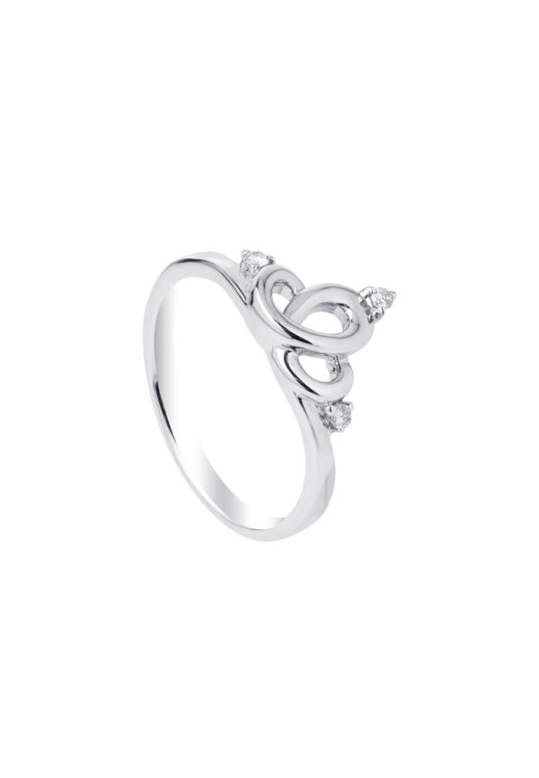 TOMEI Minimalist Crown Diamond Ring, White Gold 375