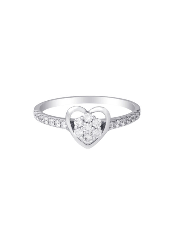 TOMEI Minimalist Heart Diamond Ring, White Gold 375