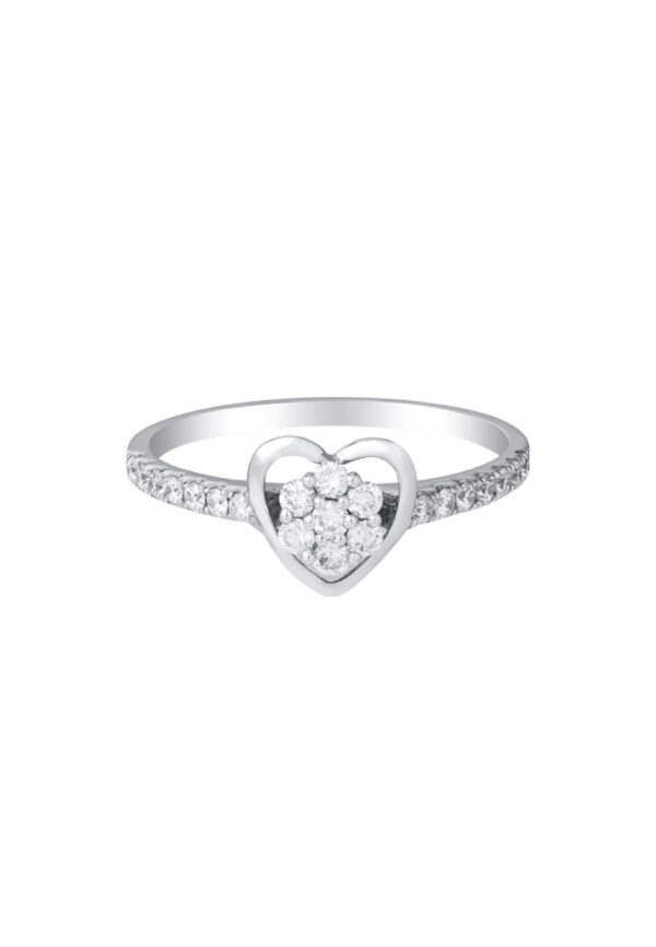 TOMEI Minimalist Heart Diamond Ring, White Gold 375
