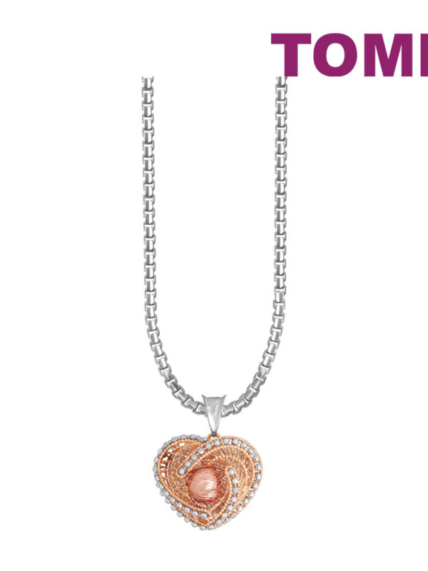 TOMEI Mix Tone Full Heart Pendant, White Gold 750