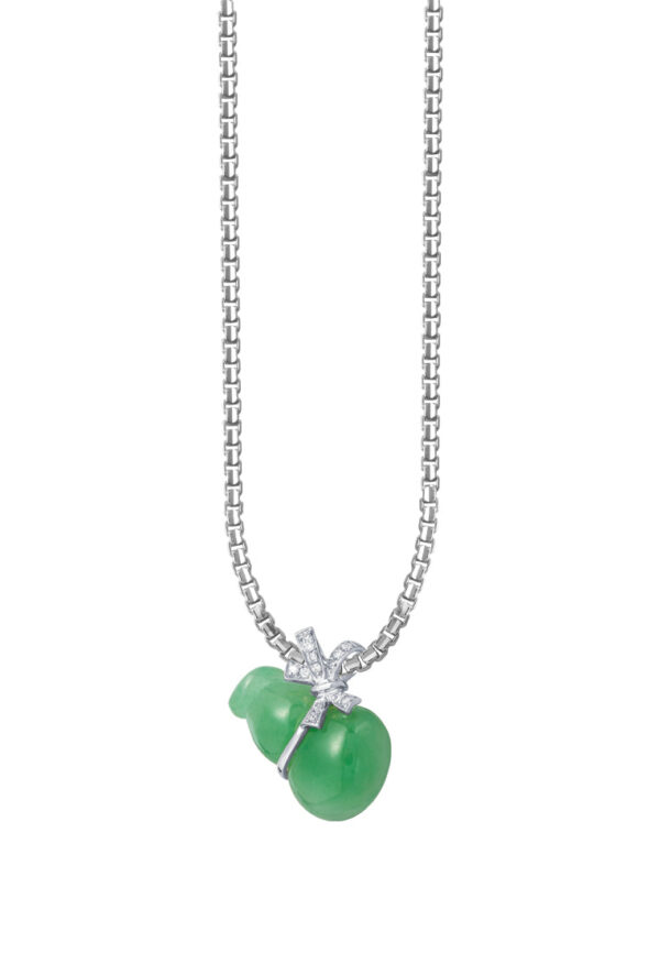 TOMEI Fortunate Gourd Jade Pendant, White Gold 750