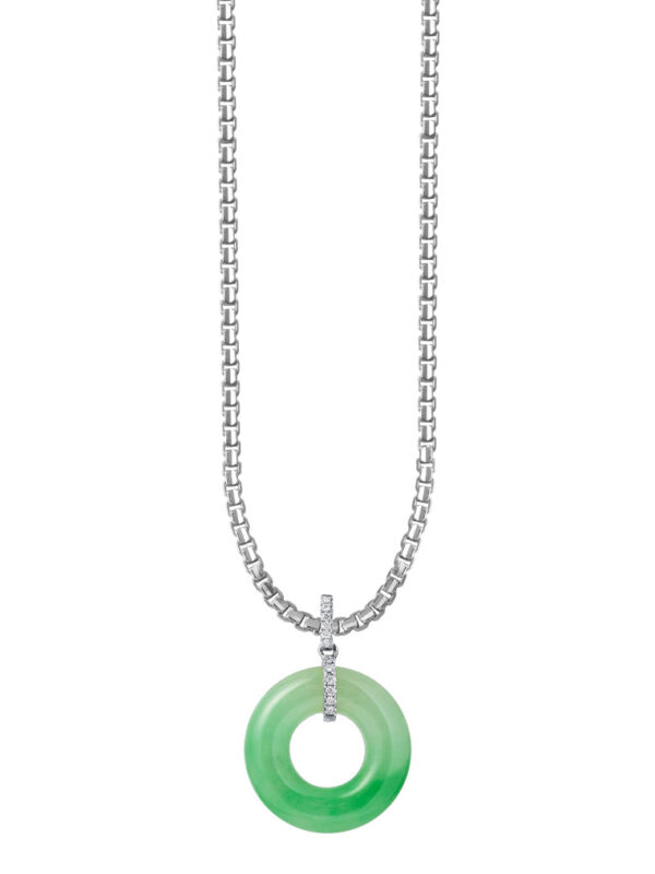 TOMEI Circle Of Happiness Jade Pendant, White Gold 750