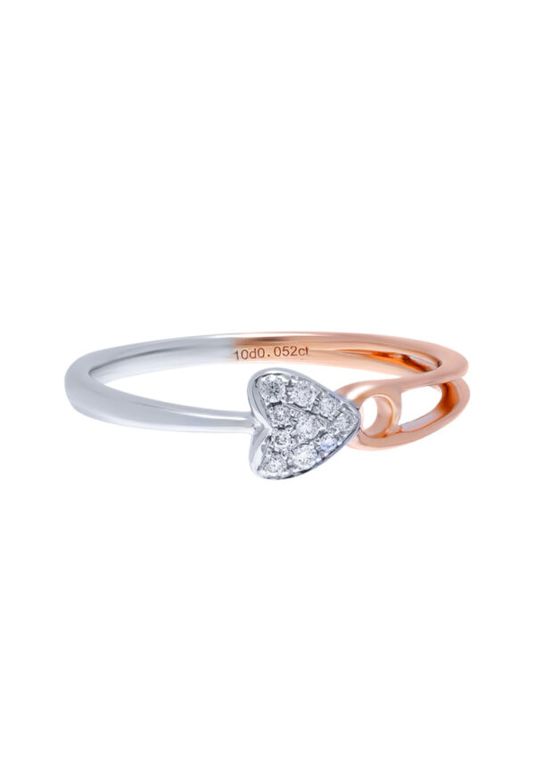 TOMEI Binding With Love Ring, White+Rose Gold 585