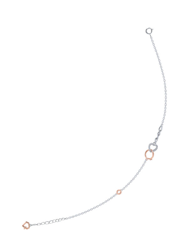 TOMEI Binding With Love Bracelet, White+Rose Gold 585