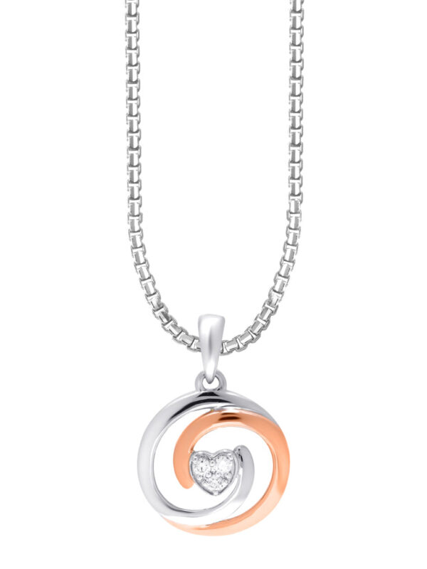 TOMEI Mesmerizing Circle Pendant Set, White+Rose Gold 585