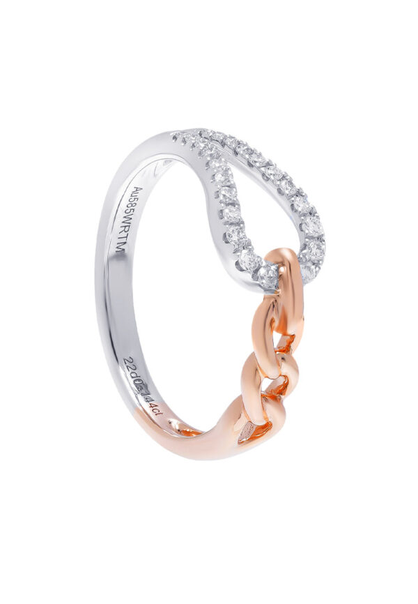 TOMEI Binding With Togetherness Ring, White+Rose Gold 585