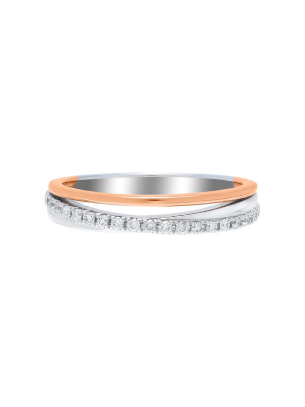 TOMEI Binding With Togetherness Ring, White+Rose Gold 585