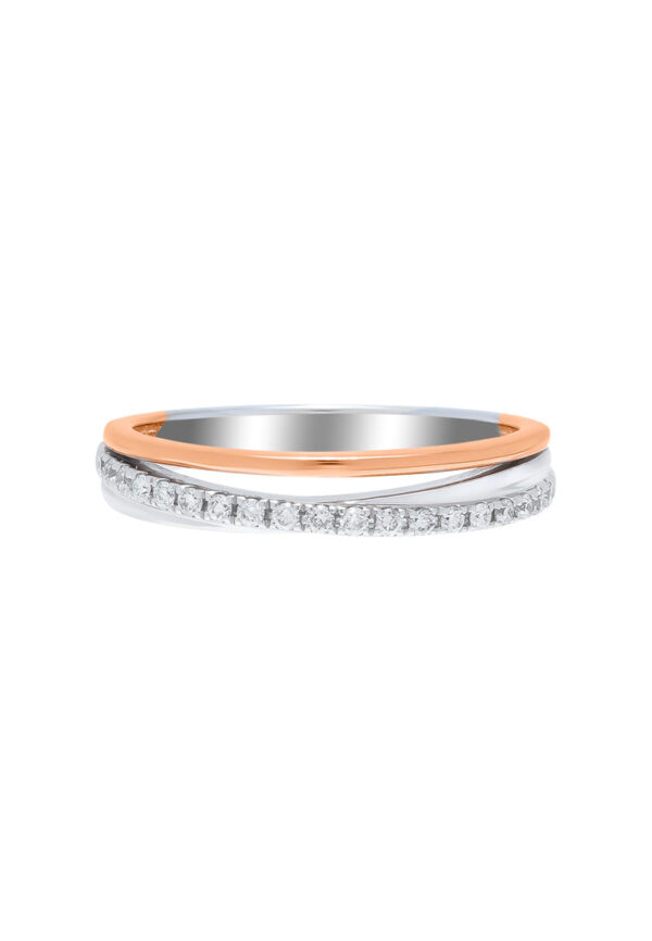 TOMEI Binding With Togetherness Ring, White+Rose Gold 585