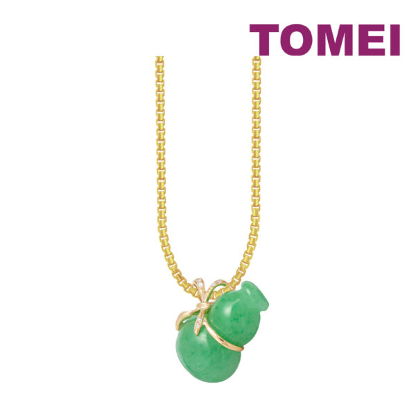 TOMEI Fortunate Gourd Jade Pendant, Yellow Gold 750