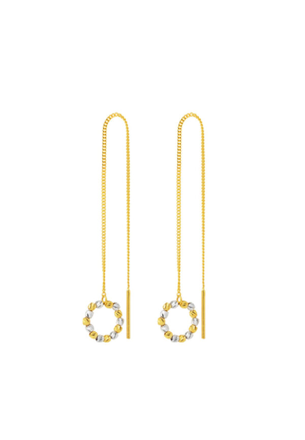 TOMEI Dual-Tone Circular Beads Earrings, Yellow Gold 916