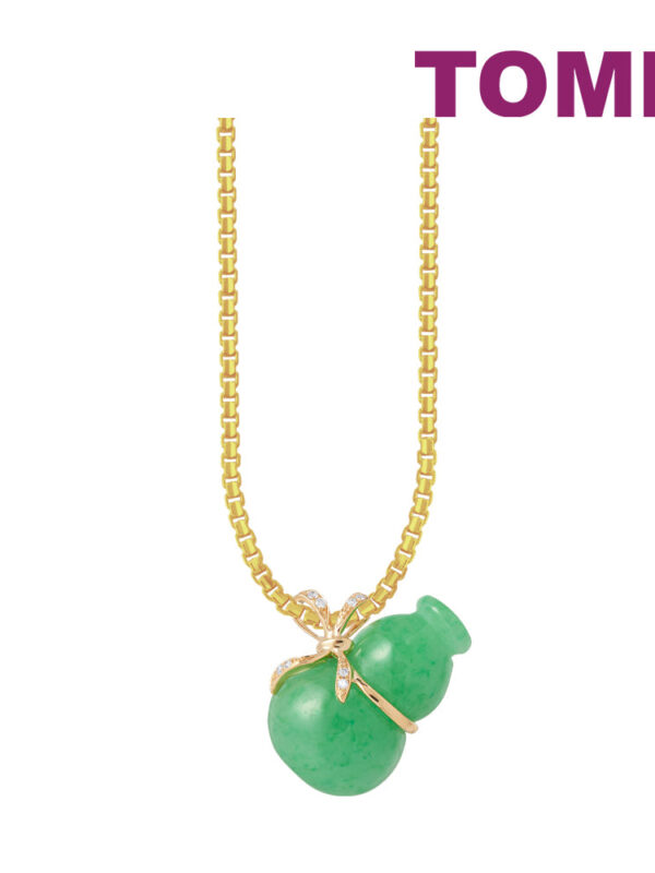 TOMEI Fortunate Gourd Jade Pendant, Yellow Gold 750