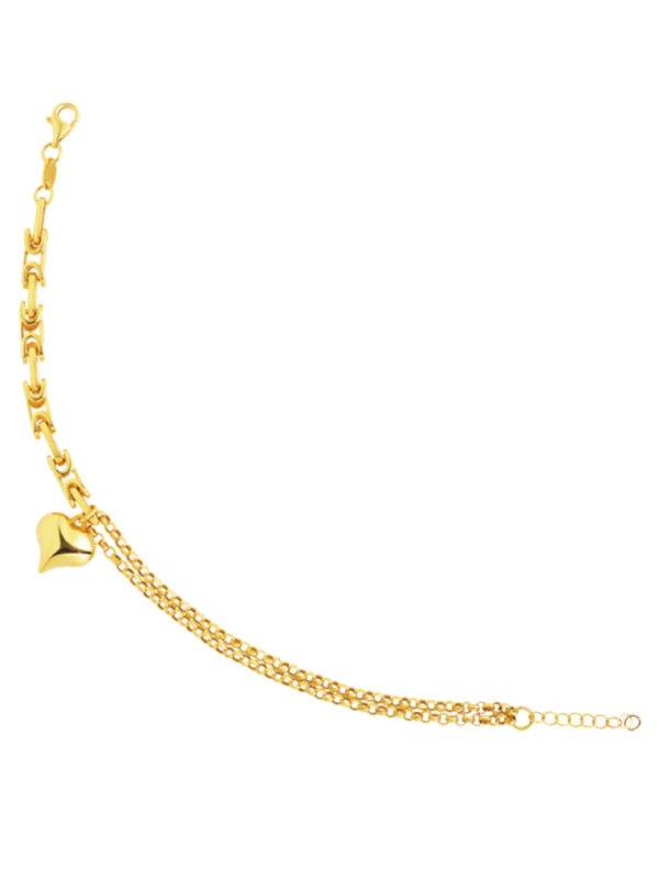 TOMEI Lusso Italia Dual-Chain Heart Bracelet, Yellow Gold 916