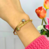 TOMEI Dual-Tone Ball & Cube Bangle, Yellow Gold 916