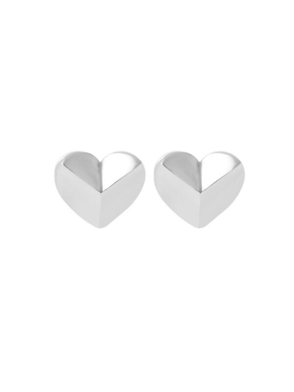TOMEI 3D Heart Earrings, White Gold 585