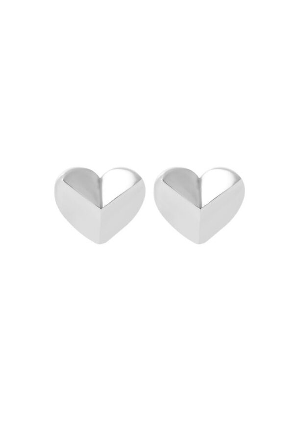 TOMEI 3D Heart Earrings, White Gold 585