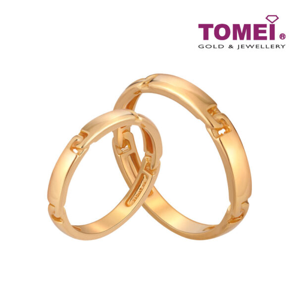 TOMEI Eternal Love Couple Rings, Yellow Gold 916 (XD-YG0680R/0681R-1C)