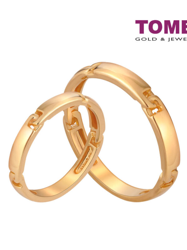 TOMEI Eternal Love Couple Rings, Yellow Gold 916 (XD-YG0680R/0681R-1C)