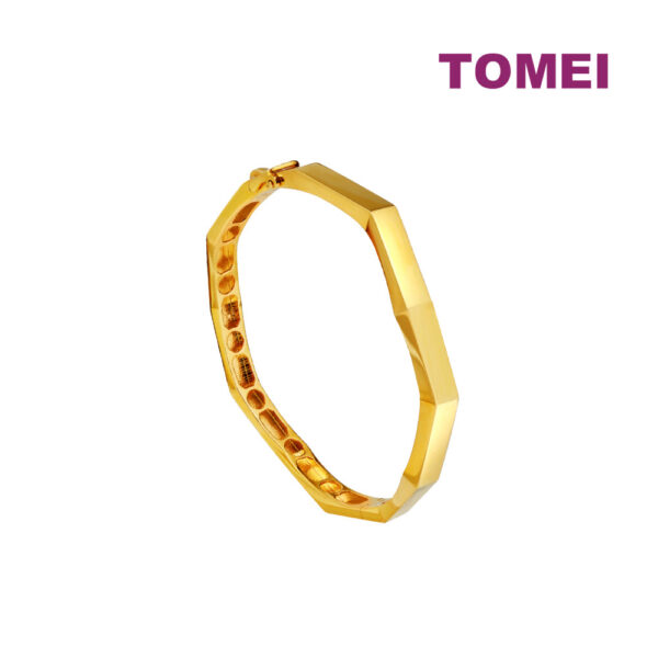 TOMEI Edged Wavy Bangle, Yellow Gold 916