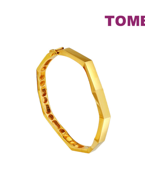 TOMEI Edged Wavy Bangle, Yellow Gold 916