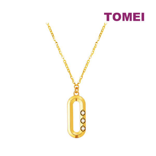 TOMEI Duo Of Devotion, Vertical Bar Necklace Yellow Gold 999 (5G)