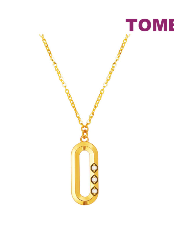 TOMEI Duo Of Devotion, Vertical Bar Necklace Yellow Gold 999 (5G)