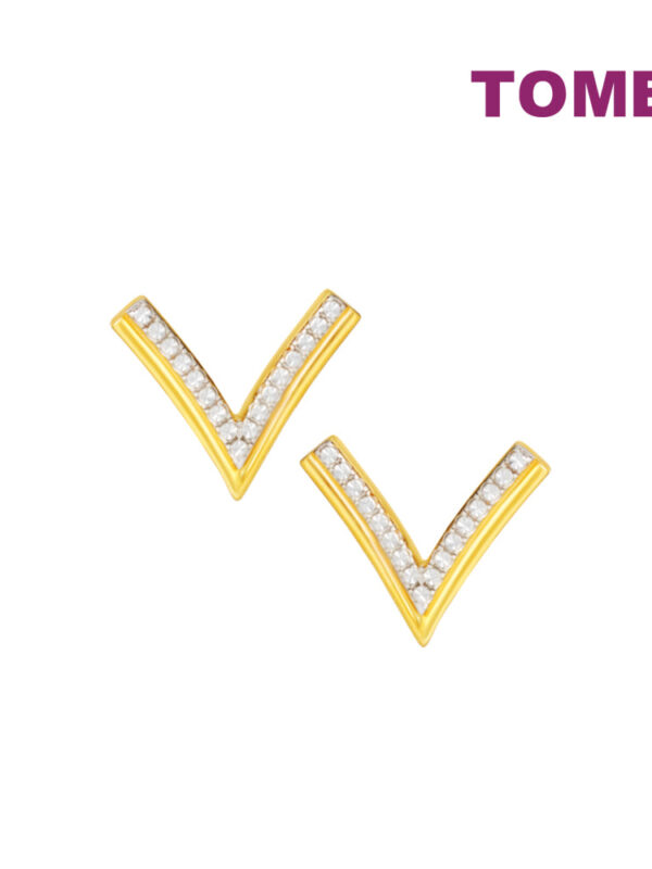 TOMEI Diamond Cut Collection V Trending Earrings, Yellow Gold 916
