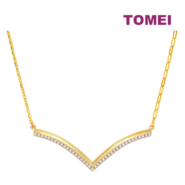 TOMEI Diamond Cut Collection V Trending Necklace, Yellow Gold 916
