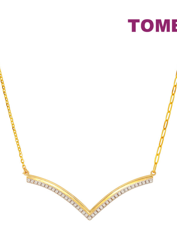 TOMEI Diamond Cut Collection V Trending Necklace, Yellow Gold 916