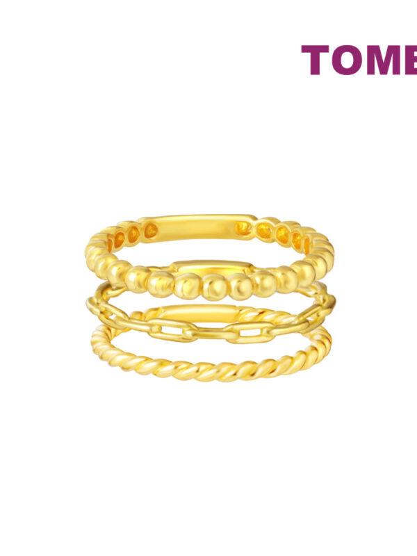 TOMEI Mix & Match Stackable Ring (3 Pcs), Yellow Gold 916