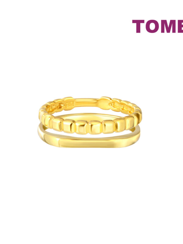 TOMEI Mix & Match Stackable Ring (2 Pcs), Yellow Gold 916