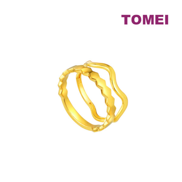 TOMEI Mix & Match Stackable Ring (2 Pcs), Yellow Gold 916