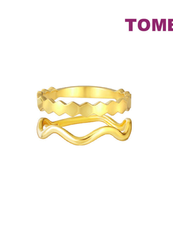 TOMEI Mix & Match Stackable Ring (2 Pcs), Yellow Gold 916