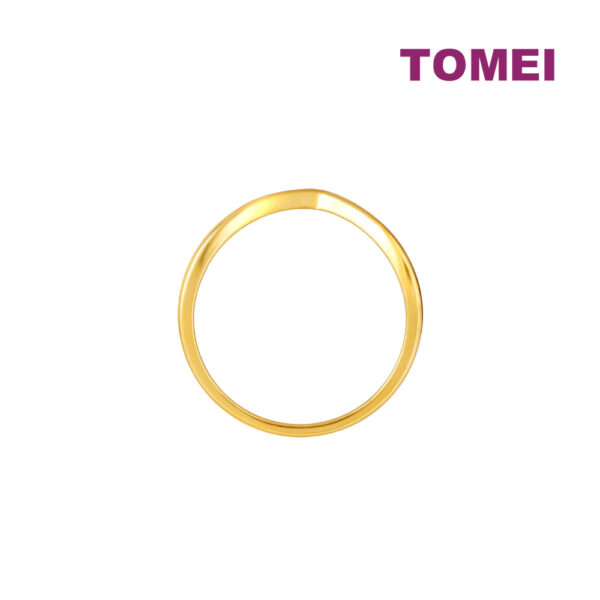 TOMEI Diamond Cut Collection V-Trend Stackable Ring, Yellow Gold 916