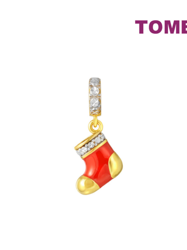 TOMEI Chomel Xmas Sock Charm, Yellow Gold 916