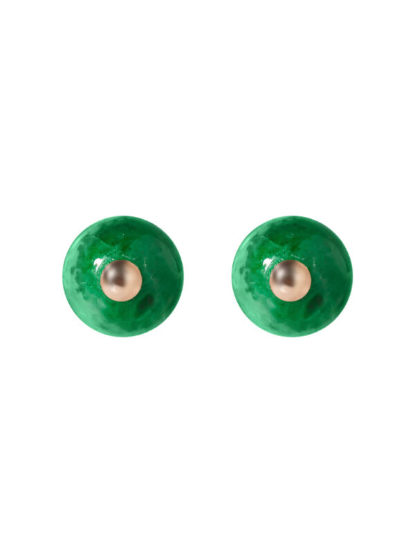 TOMEI Petite Jade Bead Earrings, Rose Gold 750