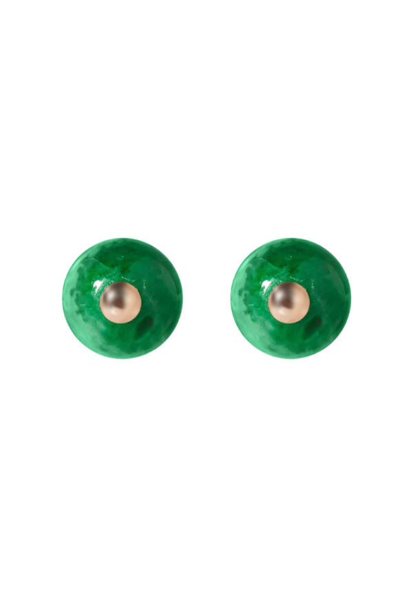 TOMEI Petite Jade Bead Earrings, Rose Gold 750